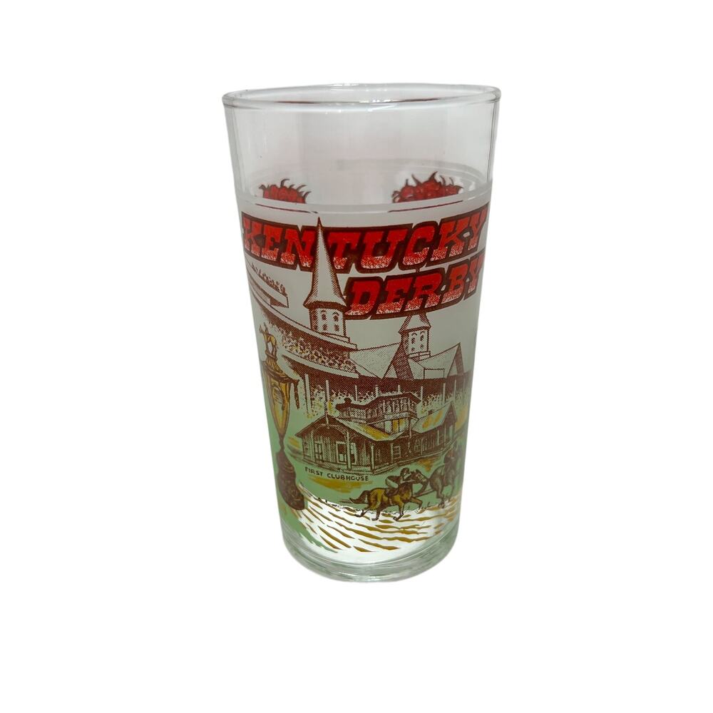 KENTUCKY DERBY Vintage Glass Churchill Downs Winners History Racing Barware